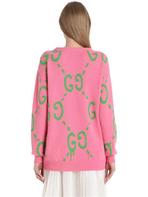 gucci pink sweater women's|Gucci embroidered oversized cardigan.